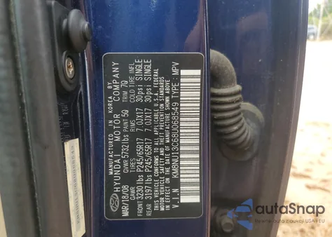 2008 Hyundai Veracruz Gls z USA, uszkodzony, nr VIN KM8NU13C68U068549